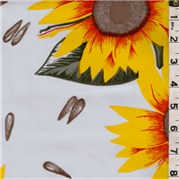White with sunflowers material for railing planters and saddlebag planters